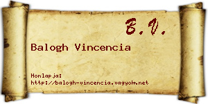 Balogh Vincencia névjegykártya